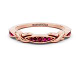 Rose gold Twisted Garnet Marquise Pavé Band with Shared Prong Setting_6