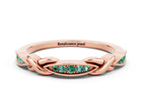 Rose gold Twisted Green Sapphire Marquise Pavé Band with Shared Prong Setting_6