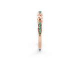 Rose gold Twisted Green Sapphire Marquise Pavé Band with Shared Prong Setting_8