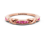 Rose gold Twisted Marquise Pink Sapphire Pavé Band with Shared Prong Setting_18