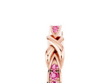 Rose gold Twisted Marquise Pink Sapphire Pavé Band with Shared Prong Setting_23