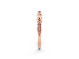 Rose gold Twisted Morganite Marquise Pavé Band with Shared Prong Setting_8
