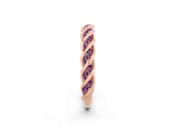 Rose gold Twisted Pavé Round Amethyst Eternity Band with Shared Prong Setting_8