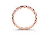Rose gold Twisted Pavé Round Amethyst Eternity Band with Shared Prong Setting_9