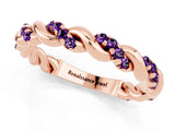 Rose gold Twisted Pavé Round Amethyst Eternity Band_11