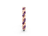 Rose gold Twisted Pavé Round Amethyst Eternity Band_12