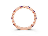 Rose gold Twisted Pavé Round Amethyst Eternity Band_13