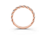 Rose gold Twisted Pavé Round Aquamarine Eternity Band with Shared Prong Setting_9
