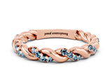 Rose gold Twisted Pavé Round Aquamarine Eternity Band_10
