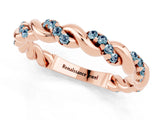 Rose gold Twisted Pavé Round Aquamarine Eternity Band_11