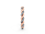 Rose gold Twisted Pavé Round Aquamarine Eternity Band_12