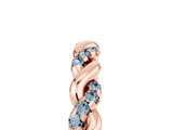 Rose gold Twisted Pavé Round Aquamarine Eternity Band_15