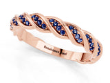 Rose gold Twisted Pavé Round Blue Sapphire Eternity Band with Shared Prong Setting_7
