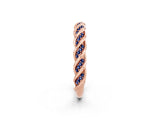 Rose gold Twisted Pavé Round Blue Sapphire Eternity Band with Shared Prong Setting_8