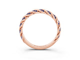 Rose gold Twisted Pavé Round Blue Sapphire Eternity Band with Shared Prong Setting_9
