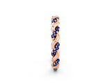 Rose gold Twisted Pavé Round Blue Sapphire Eternity Band_12