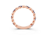 Rose gold Twisted Pavé Round Blue Sapphire Eternity Band_13