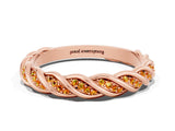 Rose gold Twisted Pavé Round Citrine Eternity Band with Shared Prong Setting_6
