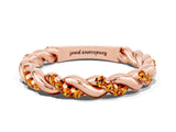 Rose gold Twisted Pavé Round Citrine Eternity Band_10