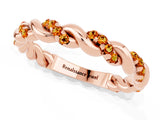 Rose gold Twisted Pavé Round Citrine Eternity Band_11