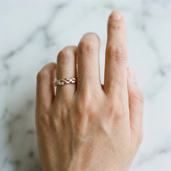 Rose gold Twisted Pavé Round Diamond Eternity Band