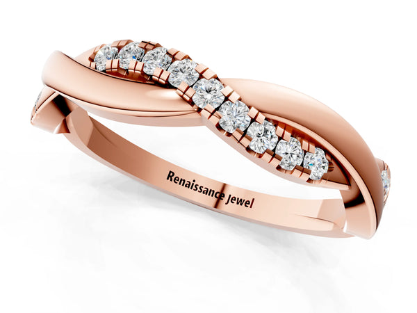 Rose gold Twisted Pavé Round Diamond Infinity Band