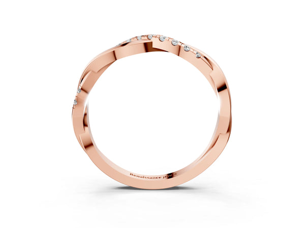 Rose gold Twisted Pavé Round Diamond Infinity Band