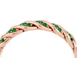 Rose gold Twisted Pavé Round Emerald Eternity Band with Shared Prong Setting_10