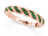 Rose gold Twisted Pavé Round Emerald Eternity Band with Shared Prong Setting_7