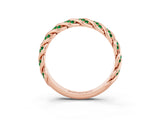 Rose gold Twisted Pavé Round Emerald Eternity Band with Shared Prong Setting_9