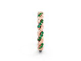 Rose gold Twisted Pavé Round Emerald Eternity Band_12