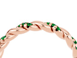 Rose gold Twisted Pavé Round Emerald Eternity Band_14