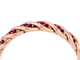 Rose gold Twisted Pavé Round Garnet Eternity Band with Shared Prong Setting_10