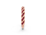 Rose gold Twisted Pavé Round Garnet Eternity Band with Shared Prong Setting_8