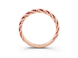 Rose gold Twisted Pavé Round Garnet Eternity Band with Shared Prong Setting_9