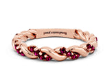 Rose gold Twisted Pavé Round Garnet Eternity Band_10
