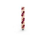 Rose gold Twisted Pavé Round Garnet Eternity Band_12