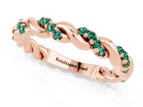 Rose gold Twisted Pavé Round Green Sapphire Eternity Band_11