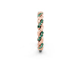 Rose gold Twisted Pavé Round Green Sapphire Eternity Band_12