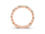 Rose gold Twisted Pavé Round Green Sapphire Eternity Band_13