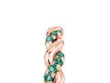 Rose gold Twisted Pavé Round Green Sapphire Eternity Band_15