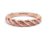 Rose gold Twisted Pavé Round Morganite Eternity Band with Shared Prong Setting_6