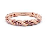 Rose gold Twisted Pavé Round Morganite Eternity Band_10