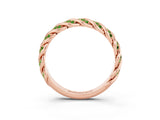 Rose gold Twisted Pavé Round Peridot Eternity Band with Shared Prong Setting_9