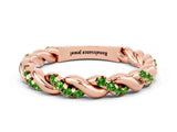 Rose gold Twisted Pavé Round Peridot Eternity Band_10