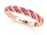 Rose gold Twisted Pavé Round Pink Sapphire Eternity Band with Shared Prong Setting_19