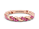 Rose gold Twisted Pavé Round Pink Sapphire Eternity Band_22