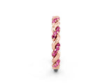 Rose gold Twisted Pavé Round Pink Sapphire Eternity Band_24