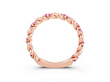 Rose gold Twisted Pavé Round Pink Sapphire Eternity Band_25