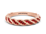 Rose gold Twisted Pavé Round Ruby Eternity Band with Shared Prong Setting_6